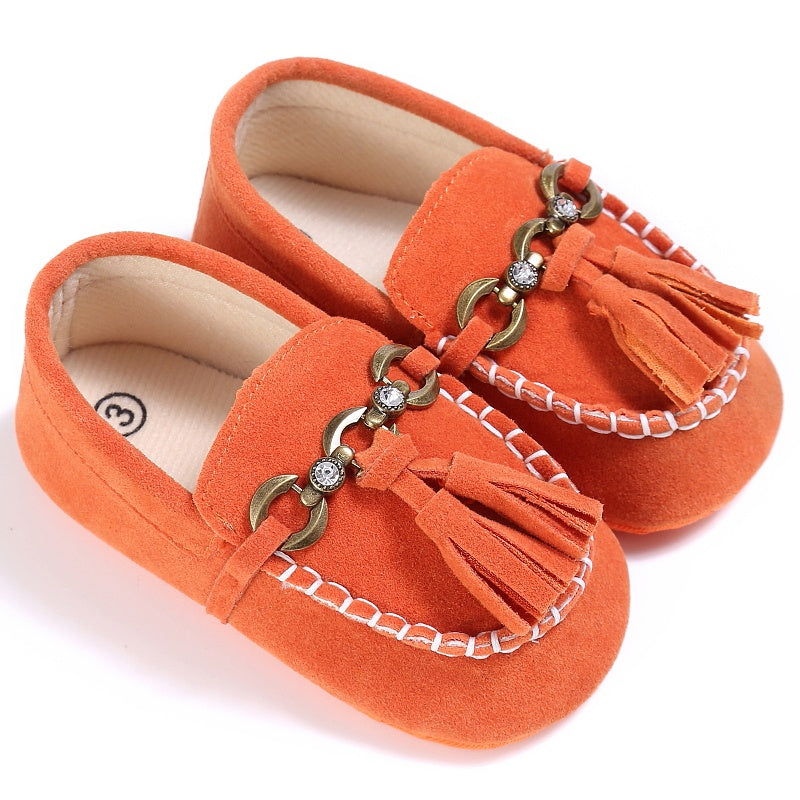 PU Suede Leather Newborn Baby Shoes Moccasins Soft Soled Non-slip Footwear First Walker For 0-18M