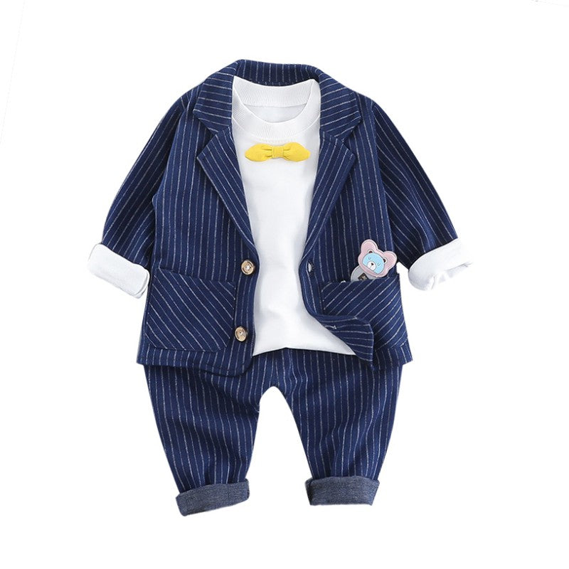 Boy Suit Set Wedding Clothes 3PCS Spring Handsome Baby Boy Clothes Set Suit Coat +Pants+T-shirt Children Set