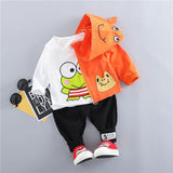 3PCS Spring Boy Clothes Set Baby Boy Girls Clothes Set Children Clothing Cartoon Zipped Coat+Long Sleeve T-shirt+Sports Pants