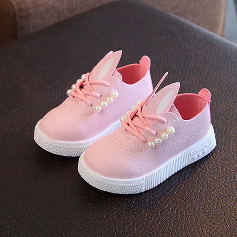 Children's Shoes Spring Autumn PU Baby Girls Shoes Pearl Comfort Fashionable Breathable High-quality Anti-slip Kid Sport Shoes