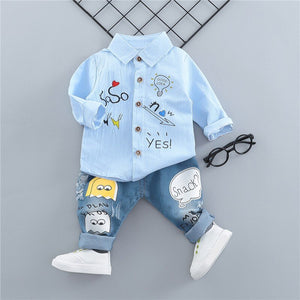 Baby Boy Clothing Sets Spring Cartoon Fashion T-shirt+Denim Pants Set Summer Kid Outfit Toddler Children Cotton Sports Clothes