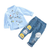 Baby Boy Clothing Sets Spring Cartoon Fashion T-shirt+Denim Pants Set Summer Kid Outfit Toddler Children Cotton Sports Clothes