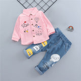 Baby Boy Clothing Sets Spring Cartoon Fashion T-shirt+Denim Pants Set Summer Kid Outfit Toddler Children Cotton Sports Clothes