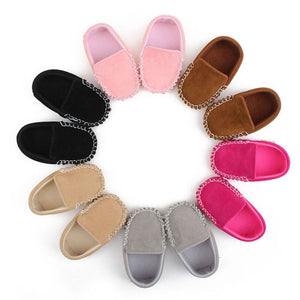 PU Suede Leather Newborn Baby Shoes Moccasins Soft Soled Non-slip Footwear First Walker For 0-18M