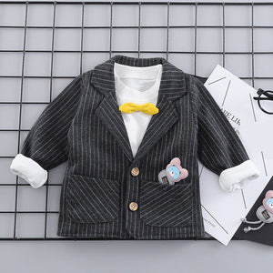 Boy Suit Set Wedding Clothes 3PCS Spring Handsome Baby Boy Clothes Set Suit Coat +Pants+T-shirt Children Set