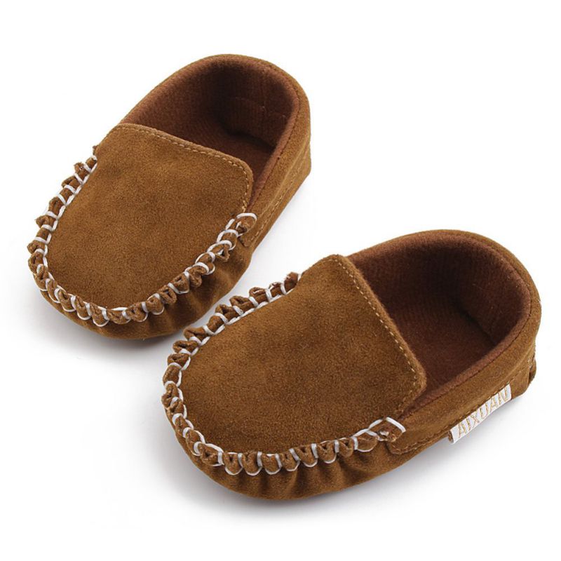 PU Suede Leather Newborn Baby Shoes Moccasins Soft Soled Non-slip Footwear First Walker For 0-18M