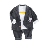 Boy Suit Set Wedding Clothes 3PCS Spring Handsome Baby Boy Clothes Set Suit Coat +Pants+T-shirt Children Set