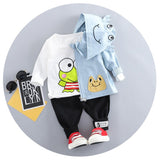 3PCS Spring Boy Clothes Set Baby Boy Girls Clothes Set Children Clothing Cartoon Zipped Coat+Long Sleeve T-shirt+Sports Pants