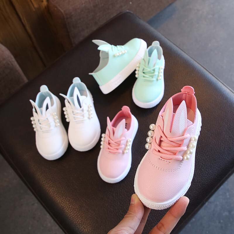 Children's Shoes Spring Autumn PU Baby Girls Shoes Pearl Comfort Fashionable Breathable High-quality Anti-slip Kid Sport Shoes