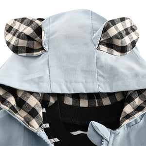 3PCS Spring Fashion Baby Boy Clothes Set Cartoon Zipped Coat+Striped T-shirt+Denim Pants Children Clothing Set 2019 Spring New