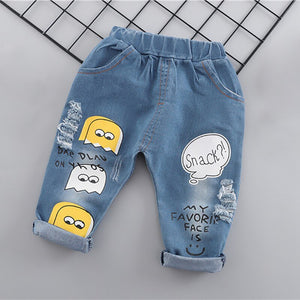 Baby Boy Clothing Sets Spring Cartoon Fashion T-shirt+Denim Pants Set Summer Kid Outfit Toddler Children Cotton Sports Clothes